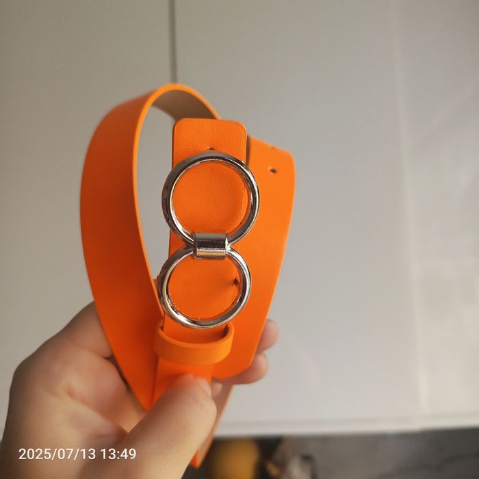 Nowy pasek neonowy 105 cm ekoskórka pomarańcz