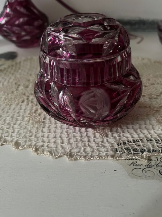 Przedwojenny niemiecki Art Deco kryształowy zestaw toaletowy unikat