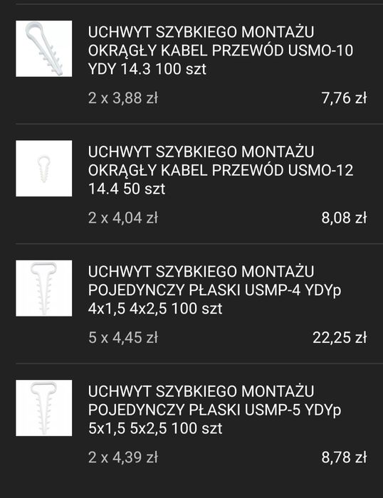 Uchwyty przewodów instalacji elektrycznej