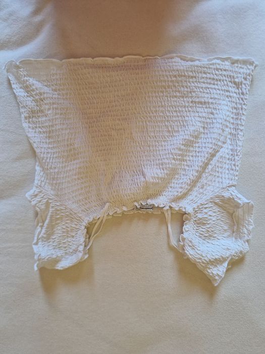 Crop top branco franzido