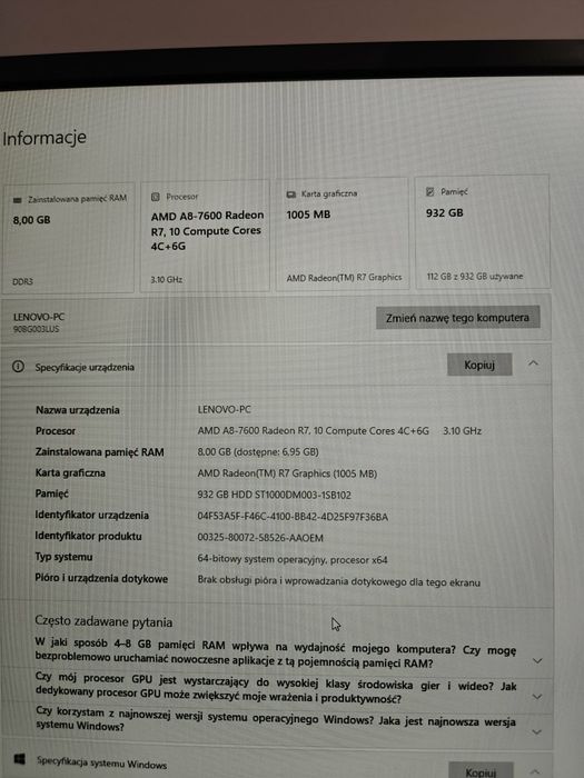 Komputer stacjonarny Lenovo H50-55 BDB STAN