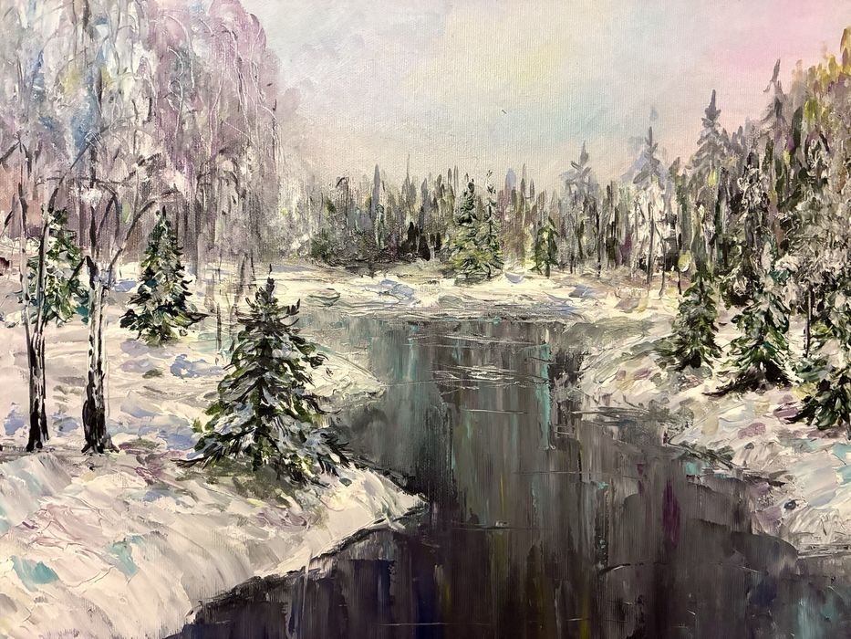 Продам картину маслом «Зима» полотно олія пейзаж