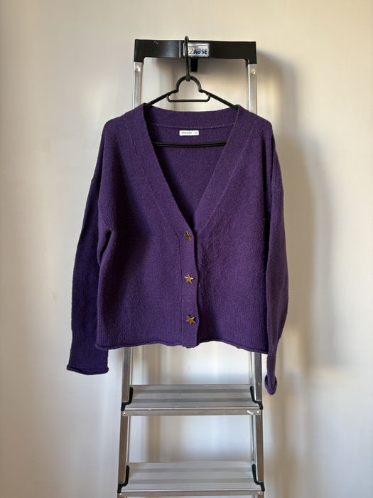 Fioletowy kardigan z domieszką wełny Medicine XS oversize