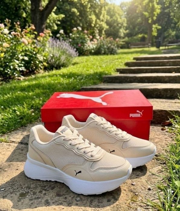 Жіночі  кросівки Puma/натуральна шкіра/бежеві кросівки пума