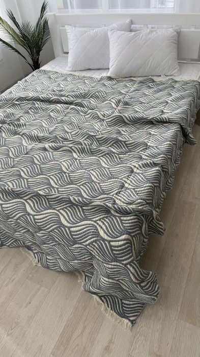 Муслінове органічне покривало на ліжко євро муслиновое покрывало