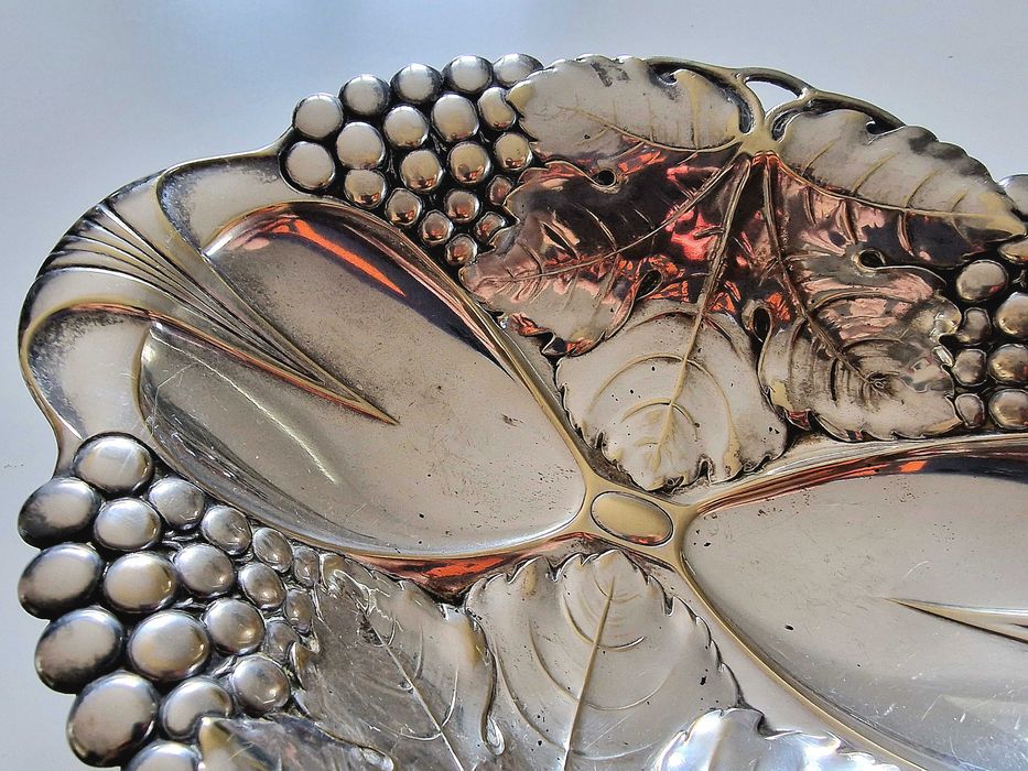 Przepiękna srebrzona patera na owoce Art Nouveau - Secesja