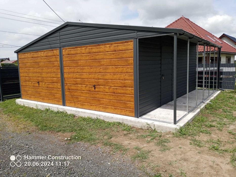 Garaż blaszany wiata. Wzmocniony PROFILAMI Producent SZYBKA REALIZACJA