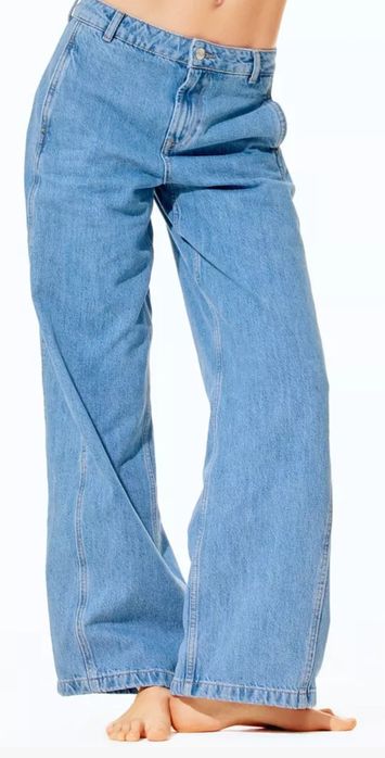 Джинси широкі кльош wide leg Zara сині з швами попереду