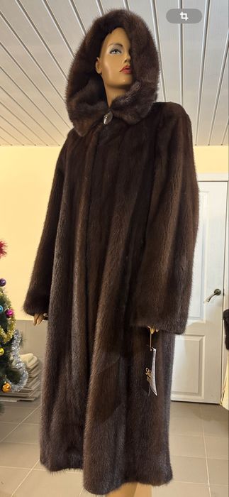 Рр 52. Норковая шуба 120 см. ‘ шоколадка’ Греуия