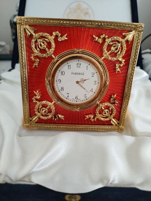 FABERGE Imperial collection 24K Gold Plated Red ENAMEL DESK