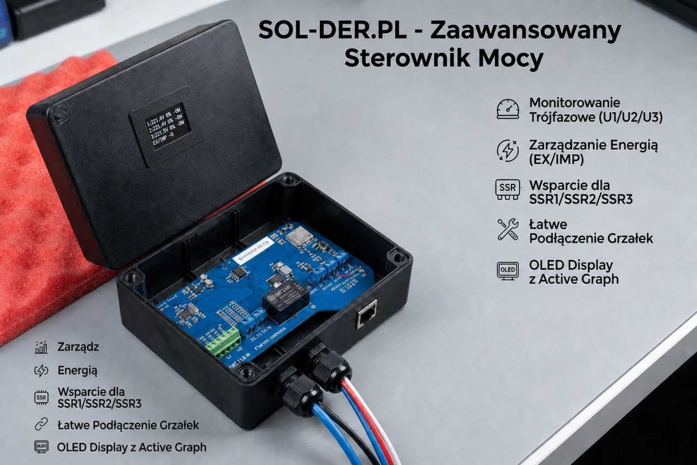 Sterownik PV 1-fazowy 3-fazowy SOL-DER | regulator napięcia 253V | płynna grzałka bojler | autokonsumpcja | zero export | alternatywa Eko OZE PV