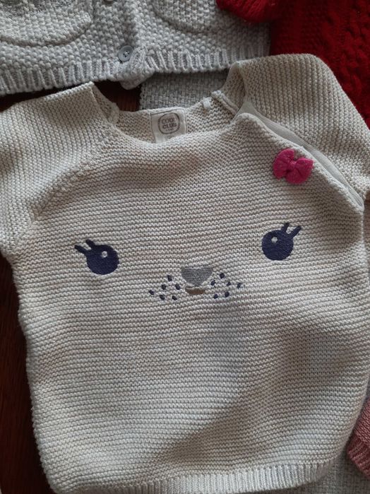 Pięć zimowych sweterków 80 dziewczynka  firmowe