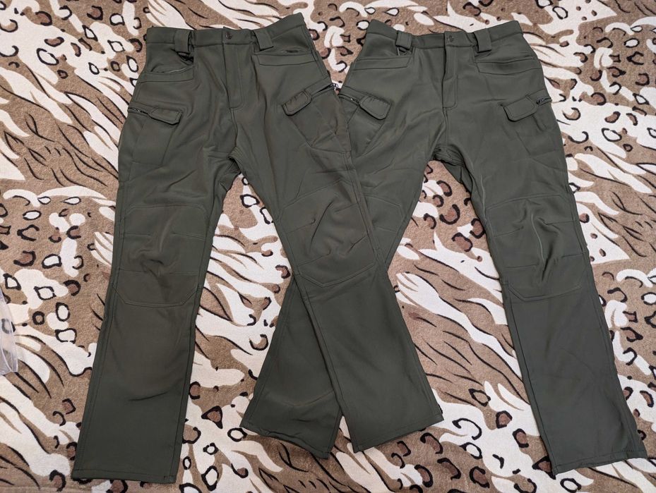 Мужские  теплые карго милитари  soft shell штаны на флисе, XL