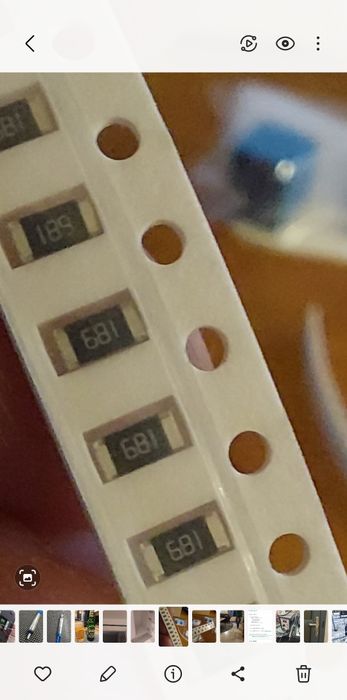 Rezystor SMD 681 680R. Wymiary:3,2mm x 1,6mm