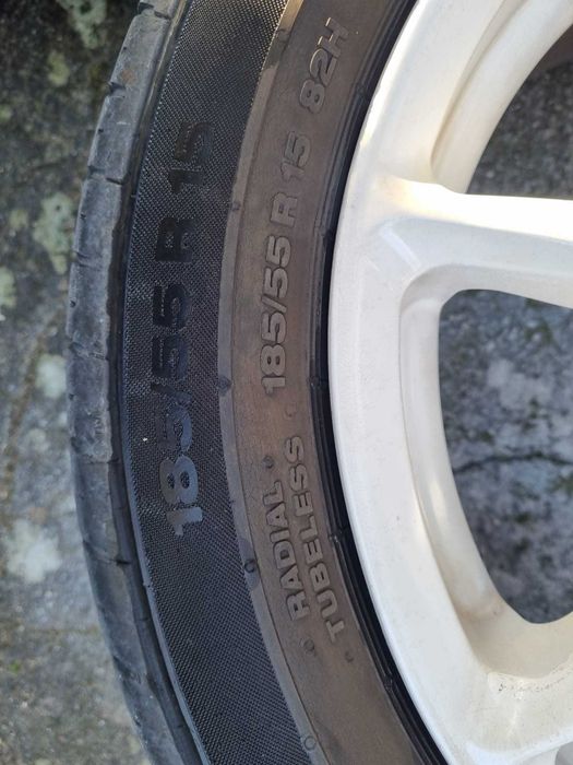 Rodas 15" TSW 4x100 com peneus continental, Honda, Peugeot, Renault, etc
