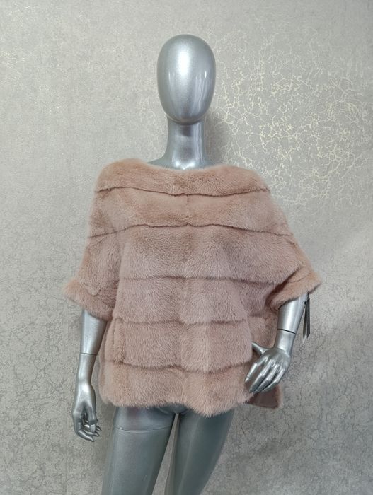 НОВА норкова шуба, шубка, напівшубок, светр. Рожева пудра. Італія.