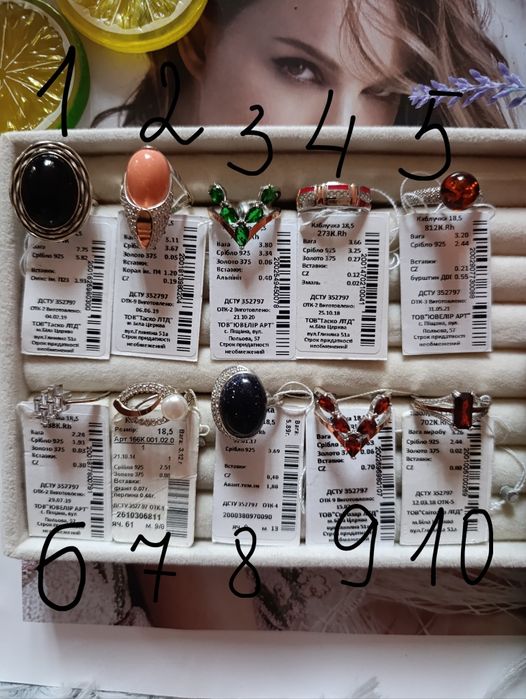 Срібні каблучки розмір 18.5