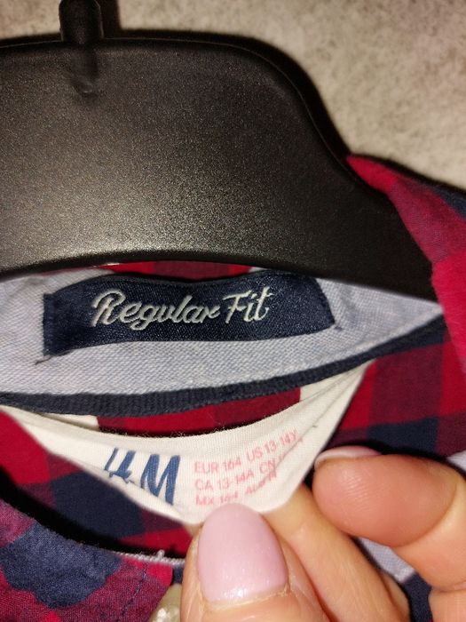 Koszula H&M świąteczna rozm 164, noworoczna, czerwono-granatowa krata