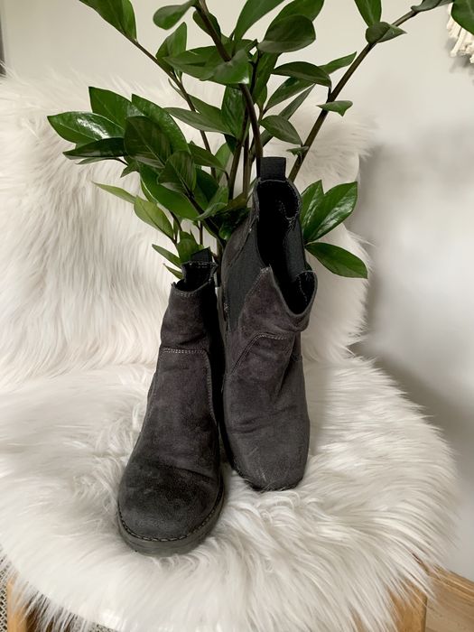 Graceland 38 grafitowe botki obcas słupek