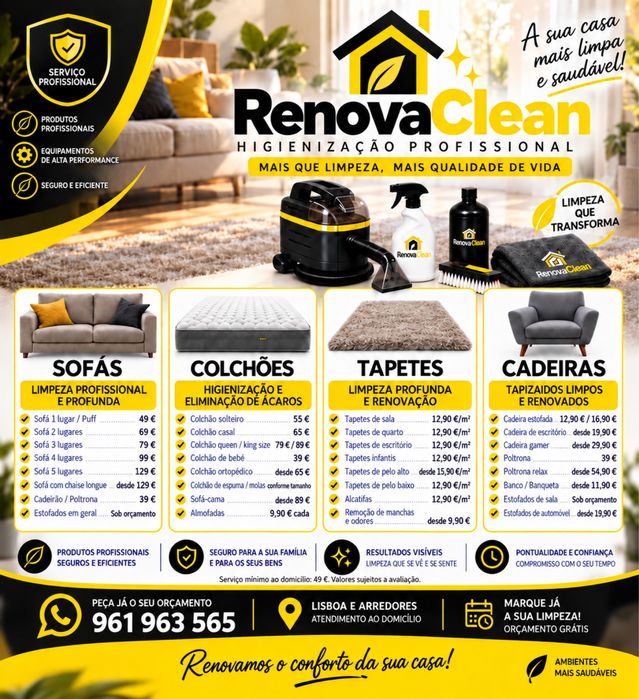 RENOVACLEAN | Limpeza de Sofás, Colchões e Tapetes