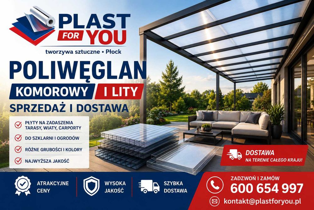 Poliwęglan komorowy /polskiej produkcji/ Inowrocław/dostawa 24h/38zł netto/46zł brutto m2