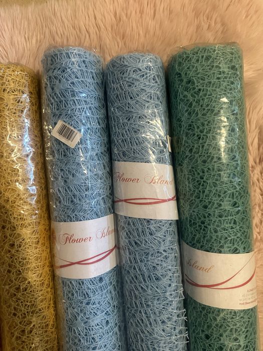 5 rolek zestaw siatka koronkowa organza flizelina florystyczna dekorac
