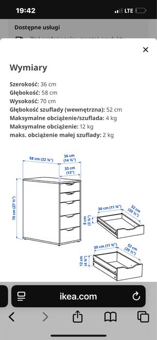 Kontener do biurka Alex ikea