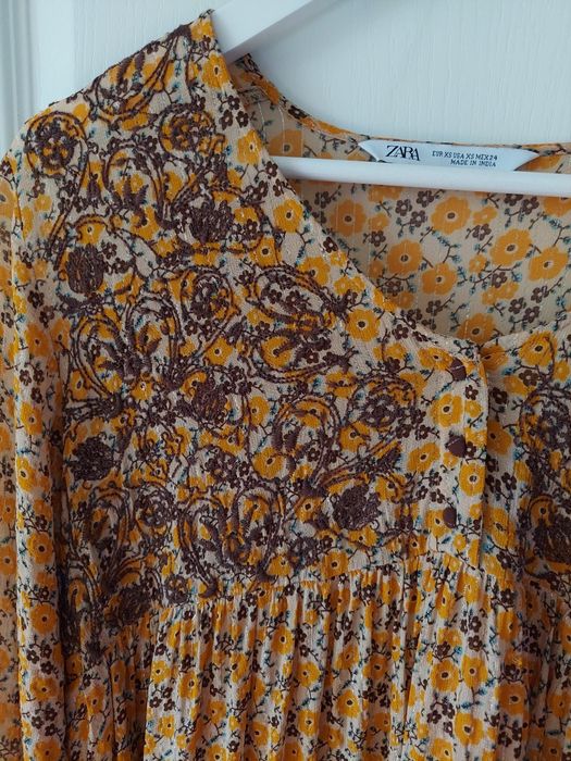 Nowa Sukienka mini z haftem boho hafty kwiaty Zara XS/S
