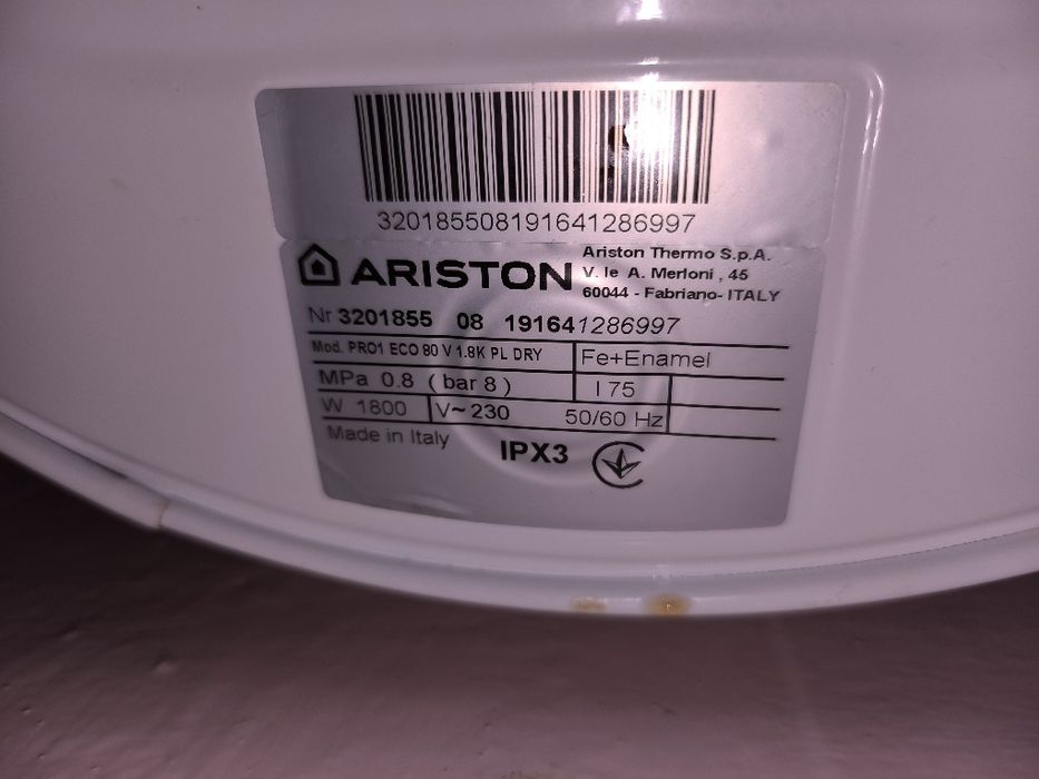Електрична частина та тени Бойлер Ariston PRO1 ECO 80 V 1,8K PL DRY