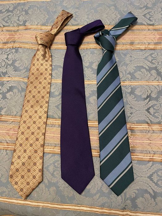 Conjunto 3 gravatas seda marcas Oscar, Sacoor e Giovanni Galli