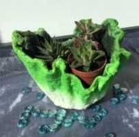 Vasos decorativos de cimento e tecido