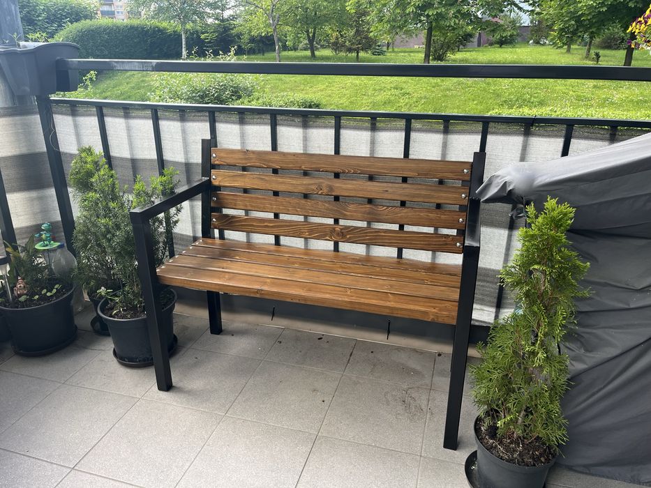 Ławka drewniano metalowa ogrodowa meble ogrodowe i do wnętrz