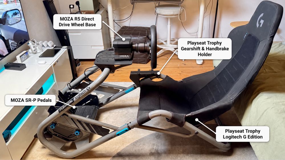 Sim Racing Completo MOZA R5 + Playseat Trophy Logitech + SR-P