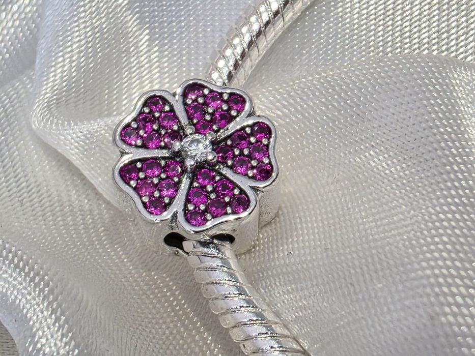 Charms srebrny zawieszka do pandora bransoletki kwiat S925