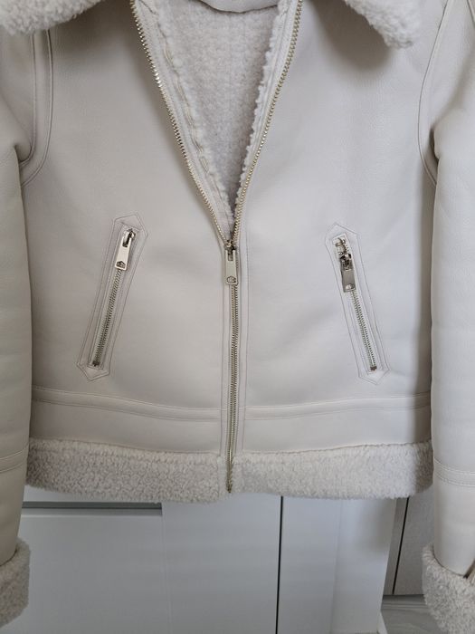 Ocieplana kurtka ze skóry ekologicznej, rozm. 34