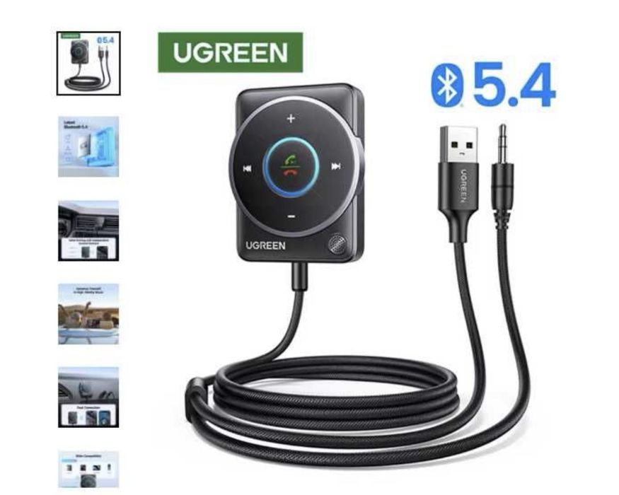 Bluetooth-ресівер UGREEN CM723 5.4 для авто та акустики – Black