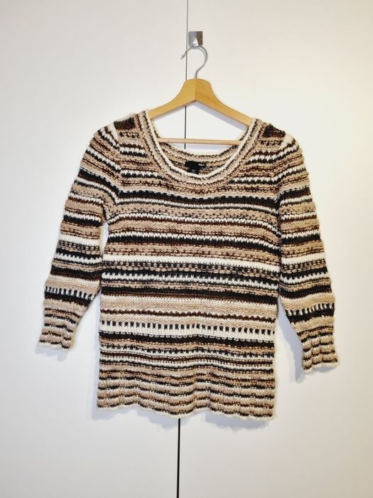 Sweter pleciony w paski 36 H&M bluzka moda zima fashion must have