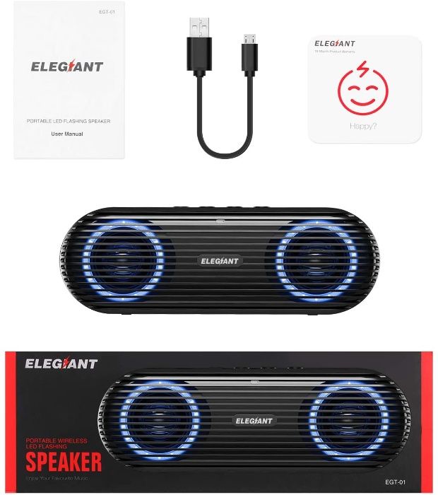 ELEGIANT Głośnik Bluetooth NOWY ! PULSUJĄCY w Rytm Muzyki 10W