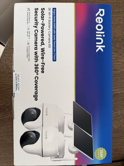Kit Segurança 2 - Câmaras REOLINK Argus Series B420 com Painel Solar (WiFi - 3MP - Branco)