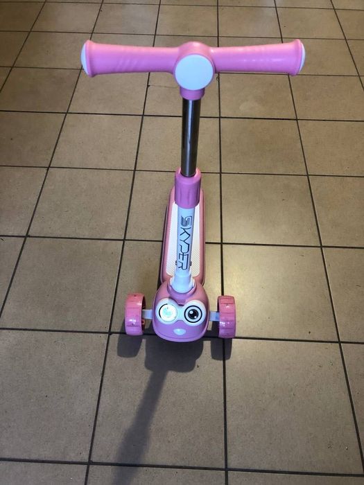 Складний біло-рожевий самокат Максі,світло,пісня Пес-Патрон