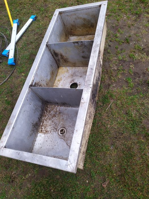 Zlew zlewozmywak aluminiowy gospodarczy duży misa wanna 3 komorowy