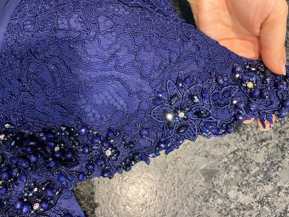 Sukienka plus size MAXI wieczorowa granatowa rozmiar 50 duży biust