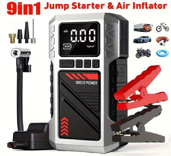 Пуско-зарядний пристрій Бустер з компресором 9-в-1 22800 mAh, 1800A
