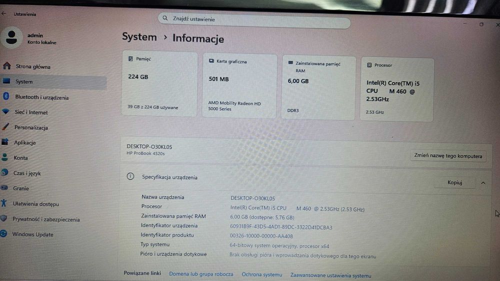 Laptop HP ProBook 4520s Intel i5/SSD240GB