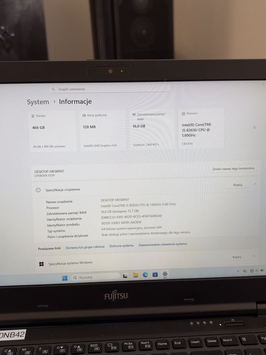 Laptop  Fujitsu SUPER STAN Lifebook e559 core i5, 16GB ram, 512 SSD