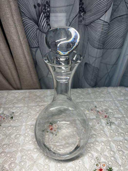 Szklana karafka z korkiem grawerowana motyw roślinny 30 cm #12