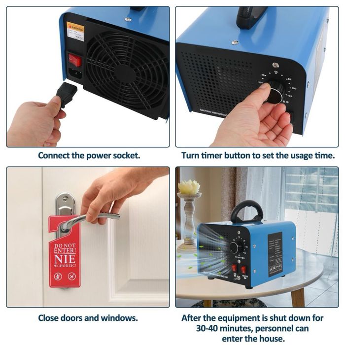 Generator ozonu Auveach 32000 mg/h przenosny filtr powoetrza z timerem