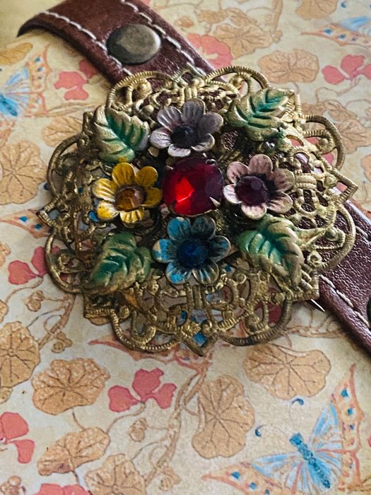 Broszka antyk Czech Filigree unikat starodawna