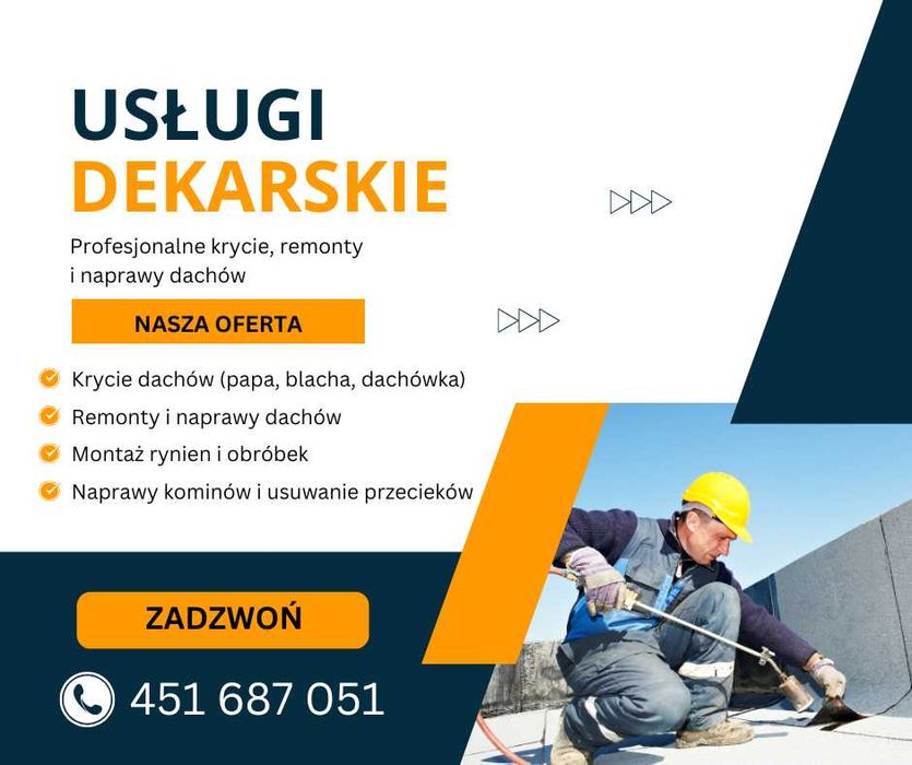Usługi dekarskie - naprawa dachu, montaż i inne