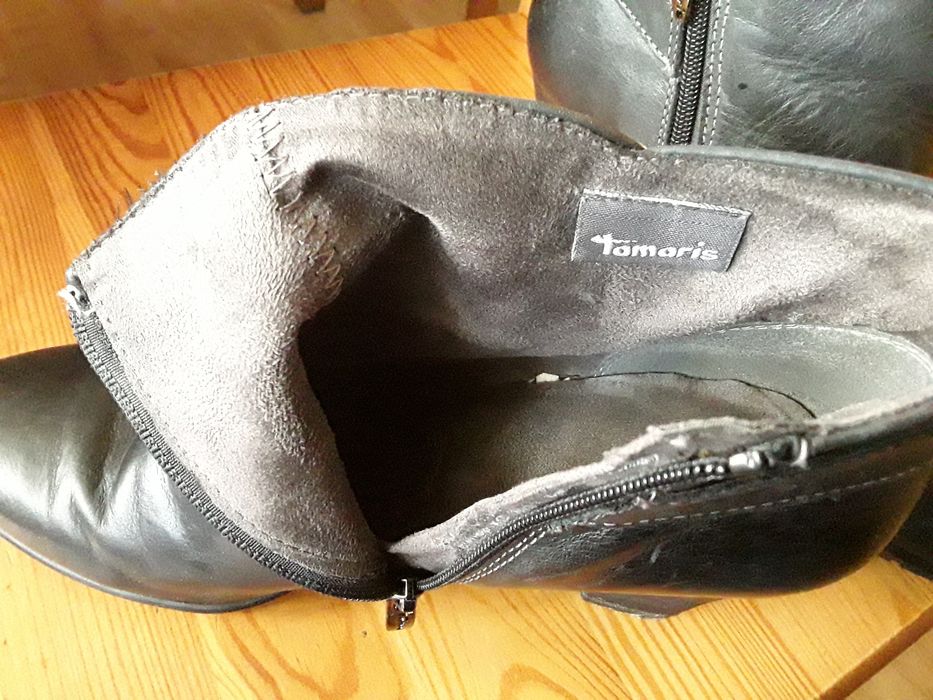 Botki czarne Tamaris Skóra Naturalna